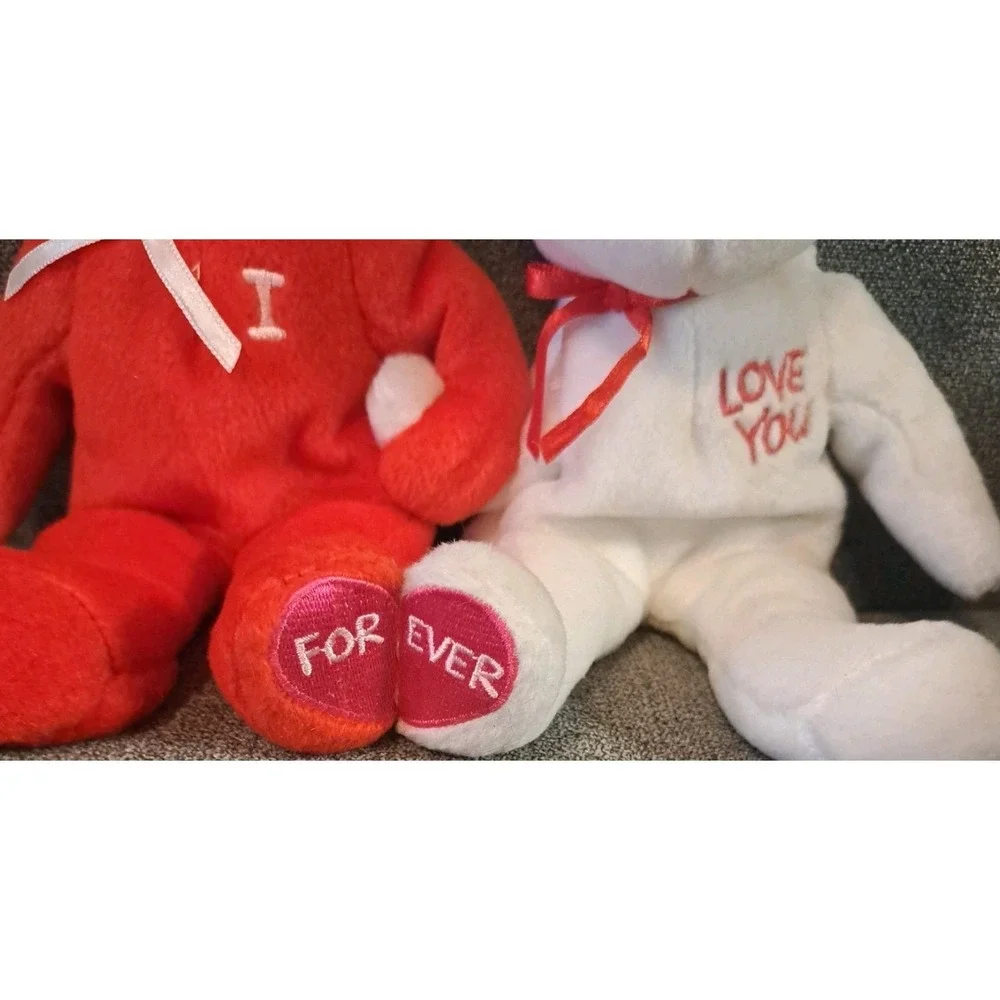 Ty Beanie Baby I Love You Set of Bears 2 ‎ Plush Valentine 2005 MWMTs